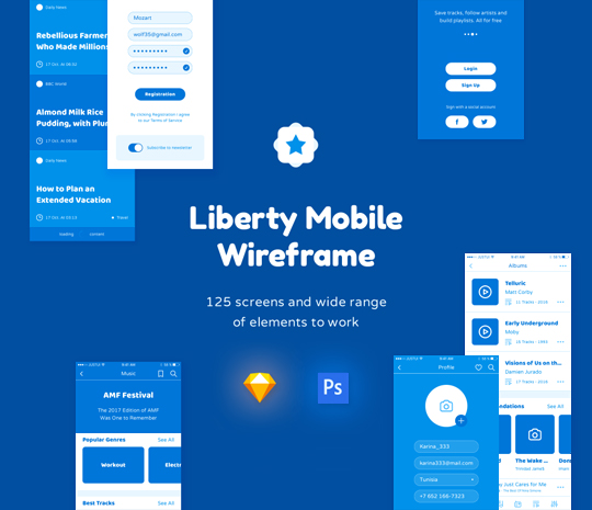 Liberty Mobile Wireframe Kit